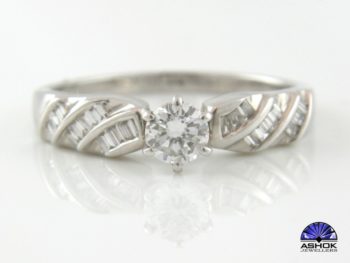 The Single Stone and Baguette Diamond Ring RL185