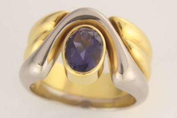 Amethyst Yellow and White Gold Ring R205