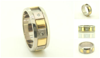 Yellow and White Gold Gents Swivel Ring